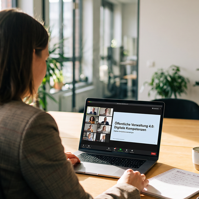 Eine Frau besucht einen E-Learning-Kurs.